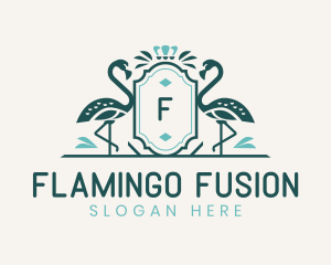 Crown Flamingo Bird logo