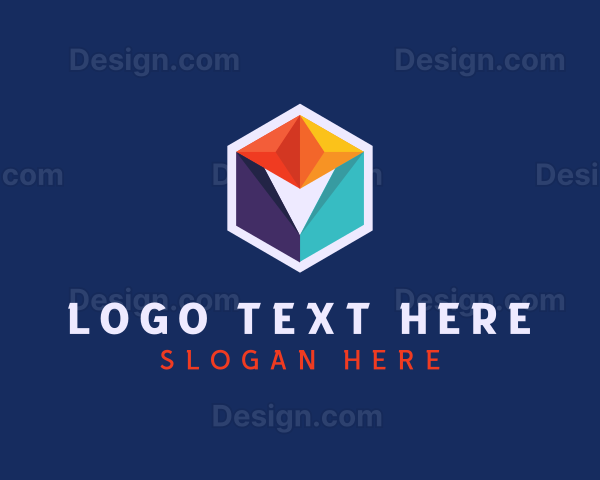 Multicolor Geometric Cube Logo