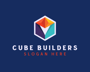 Multicolor Geometric Cube logo design