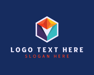 Twitter - Multicolor Geometric Cube logo design