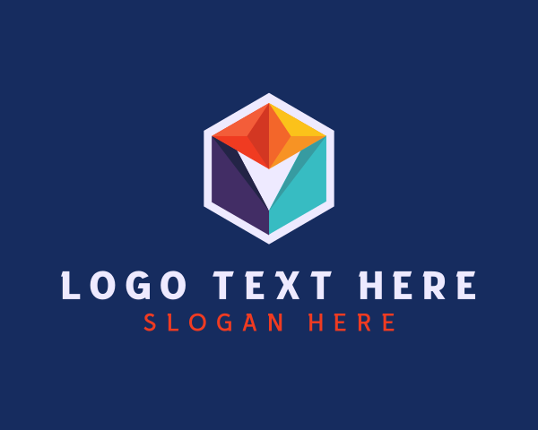 Multicolor Geometric Cube logo