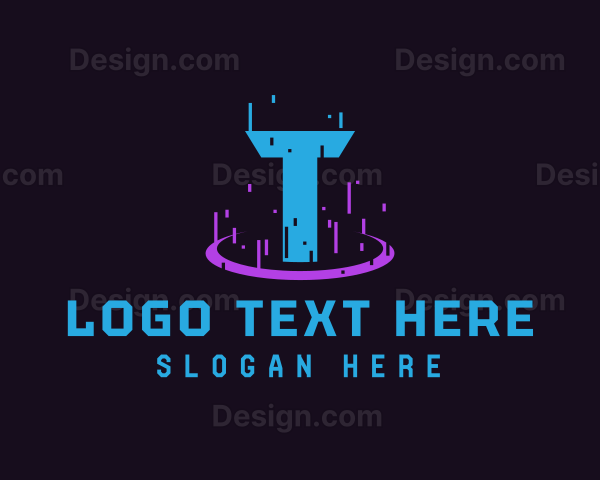 Glitch Portal Gaming Letter T Logo