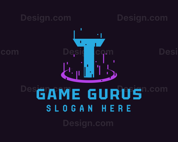 Glitch Portal Gaming Letter T Logo