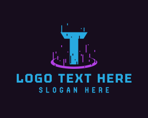 Glitch Portal Gaming Letter T logo