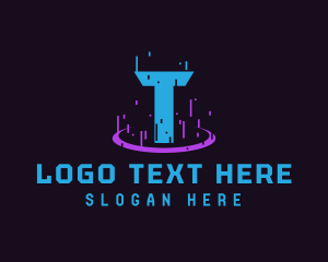 Glitch Portal Gaming Letter T Logo