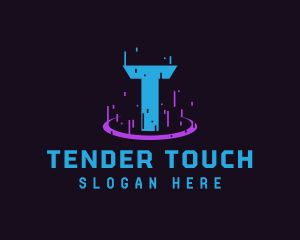 Glitch Portal Gaming Letter T logo design