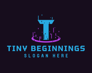 Glitch Portal Gaming Letter T logo design