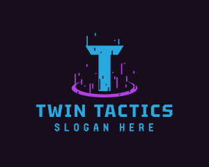 Glitch Portal Gaming Letter T logo design