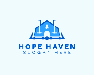 House Pipe Valve Plumbing Logo