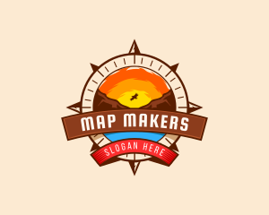 Mountain Sunset Compass logo design