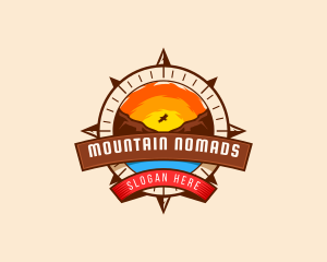 Mountain Sunset Compass logo design