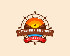 Mountain Sunset Compass logo design