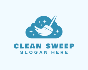 Cleaning Broom Cloud logo design