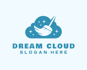 Cleaning Broom Cloud logo design