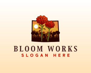 Wyoming Indian Paintbrush Flower logo design