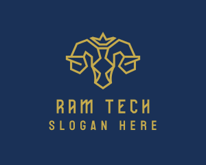 Crown Ram Antlers  logo design