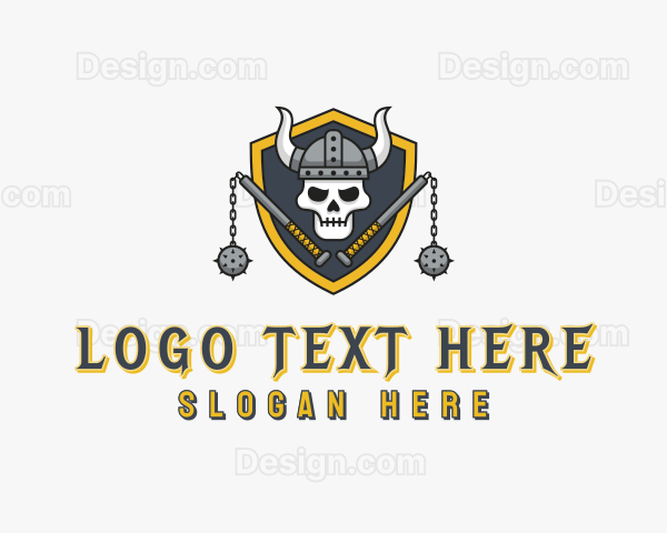 Skull Viking Flail Logo