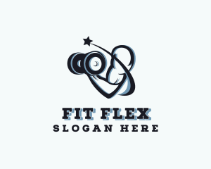 Muscle Arm Dumbbell logo design