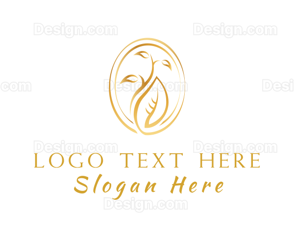 Golden Leaves Plant Logo