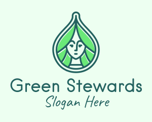 Green Natural Lady logo design