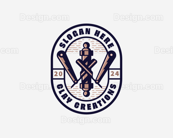 Barbershop Razor Haircut Logo