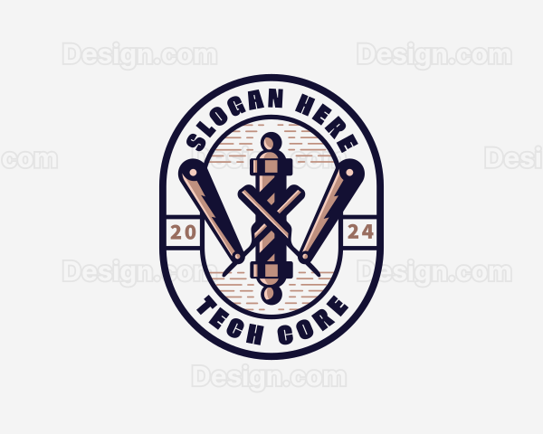 Barbershop Razor Haircut Logo