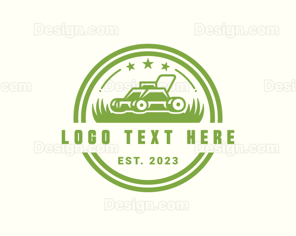 Lawn Mower Field Landscaping Logo