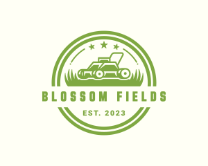 Lawn Mower Field Landscaping logo design