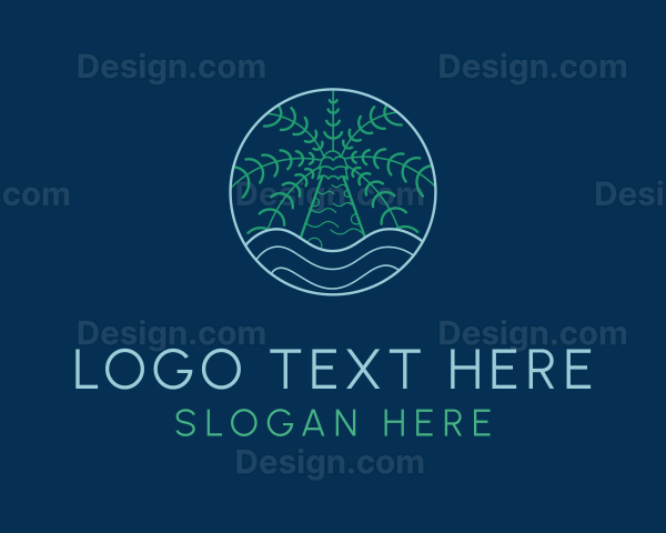 Palm Tree Ocean Nature Logo