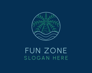 Palm Tree Ocean Nature logo design