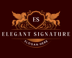 Elegant Stallion Horse Wing logo design