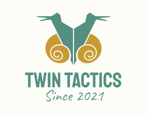 Twin Snail Silhouette  logo design