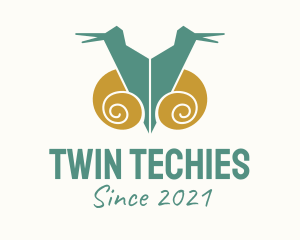 Twin Snail Silhouette  logo design