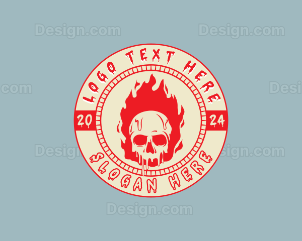 Flaming Skull Fire Logo