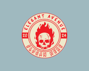 Flaming Skull Fire Logo