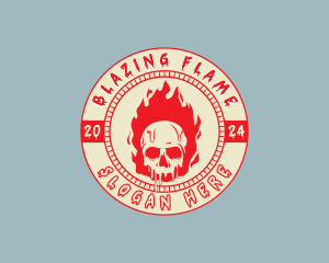 Flaming Skull Fire logo design