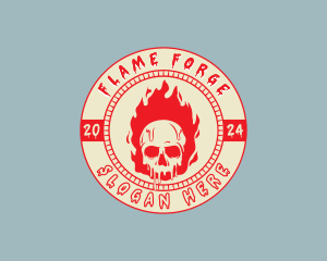 Flaming Skull Fire logo design