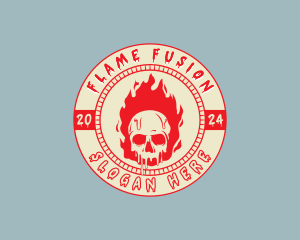 Flaming Skull Fire logo design