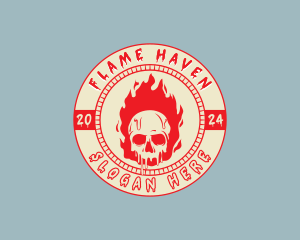 Flaming Skull Fire logo design