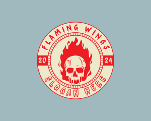 Flaming Skull Fire logo design