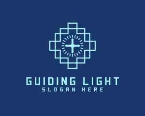 Blue Worship Cross logo design