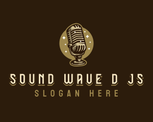 Retro Podcast Microphone logo design