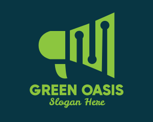 Green Megaphone Equalizer  logo design