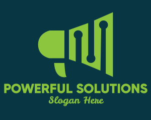 Green Megaphone Equalizer  logo design