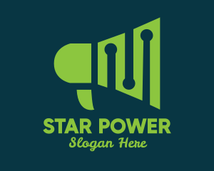 Green Megaphone Equalizer  logo design