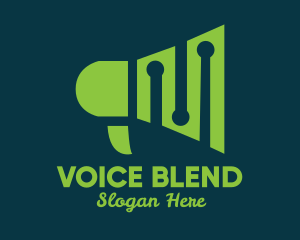 Green Megaphone Equalizer  logo design