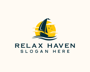 Ocean Boat Sailing Logo