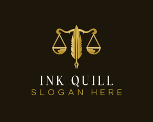 Quill Justice Scale Pen logo design