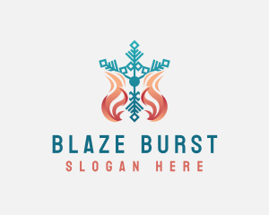 Flame Snowflake Heating System logo design