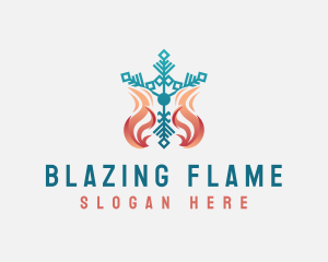 Flame Snowflake Heating System logo design